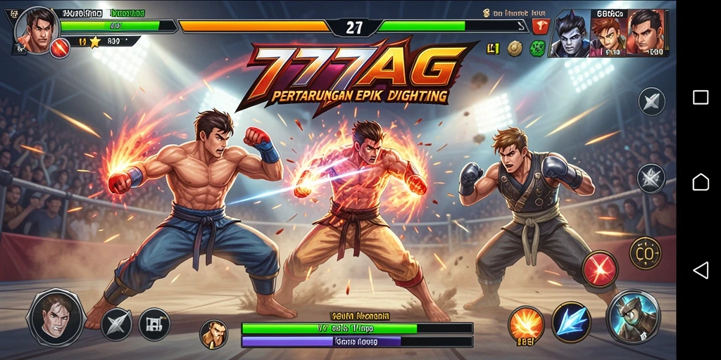 Gameplay mendebarkan di arena pertarungan 777AG.