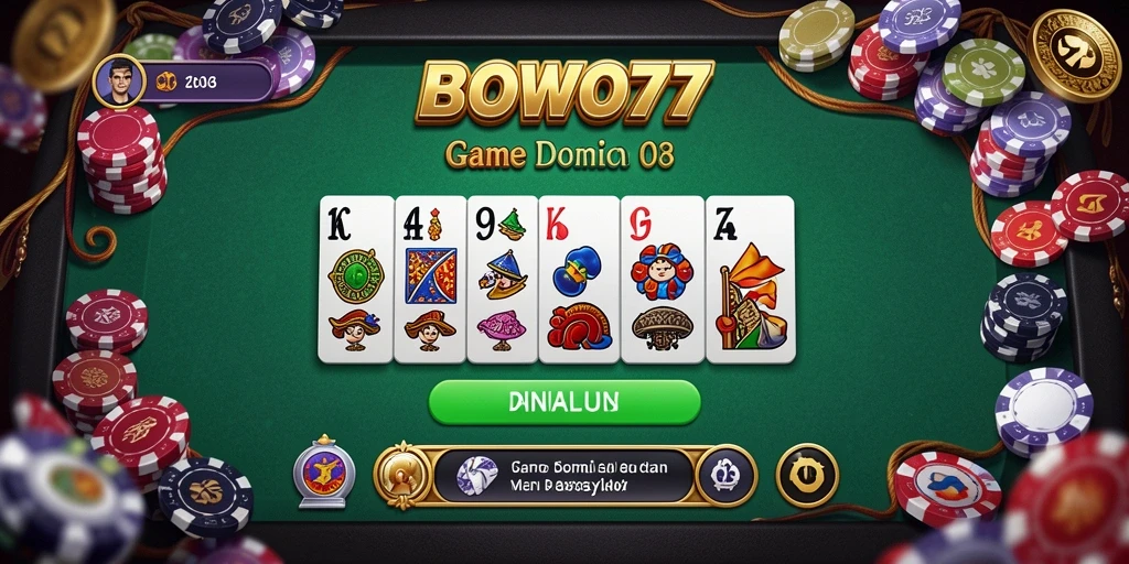 Screenshot BOWO77 menampilkan gameplay domino yang seru dan interaktif.