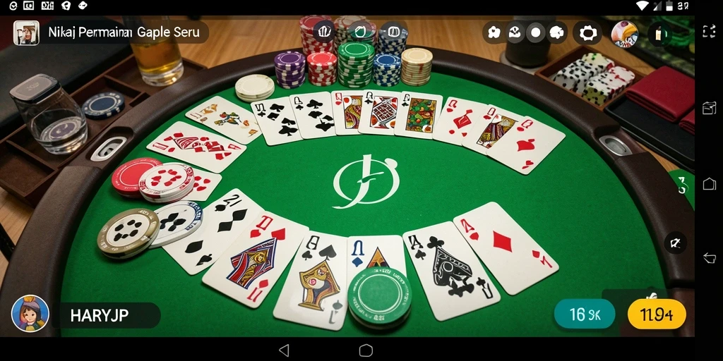 Tampilan screenshot utama HARAPJP dengan gameplay Gaple yang menarik.
