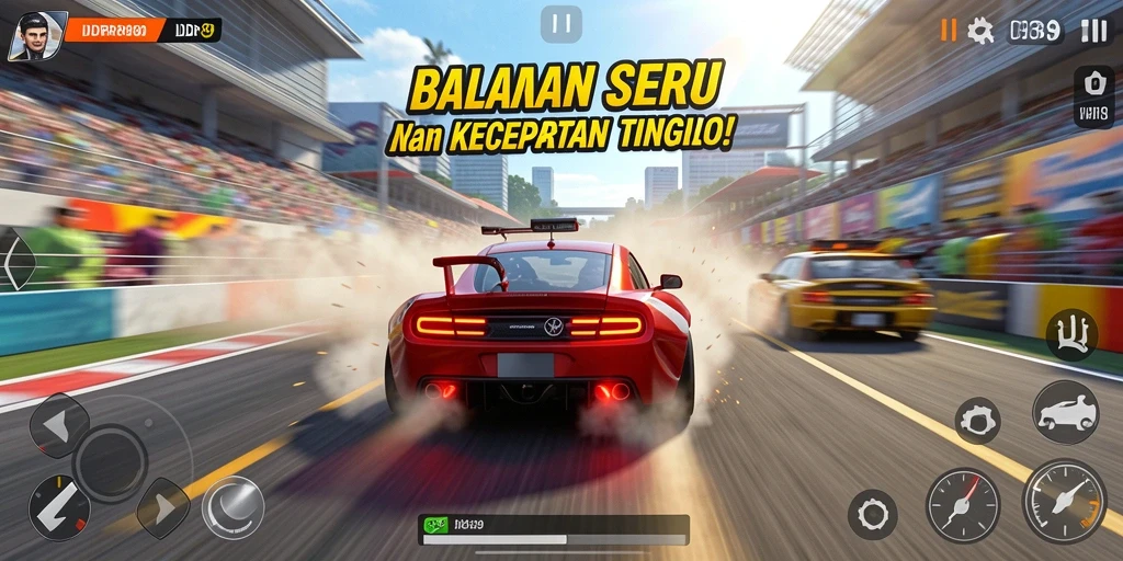 Tampilan gameplay menyenangkan dari balapan seru di IDR89.