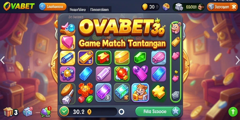 Screenshot gameplay OVABET menampilkan keseruan dalam mencocokkan simbol Match-3.
