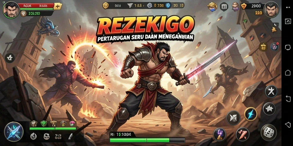 Tampilan gameplay REZEKIGO yang mendebarkan dalam pertarungan Fighting.