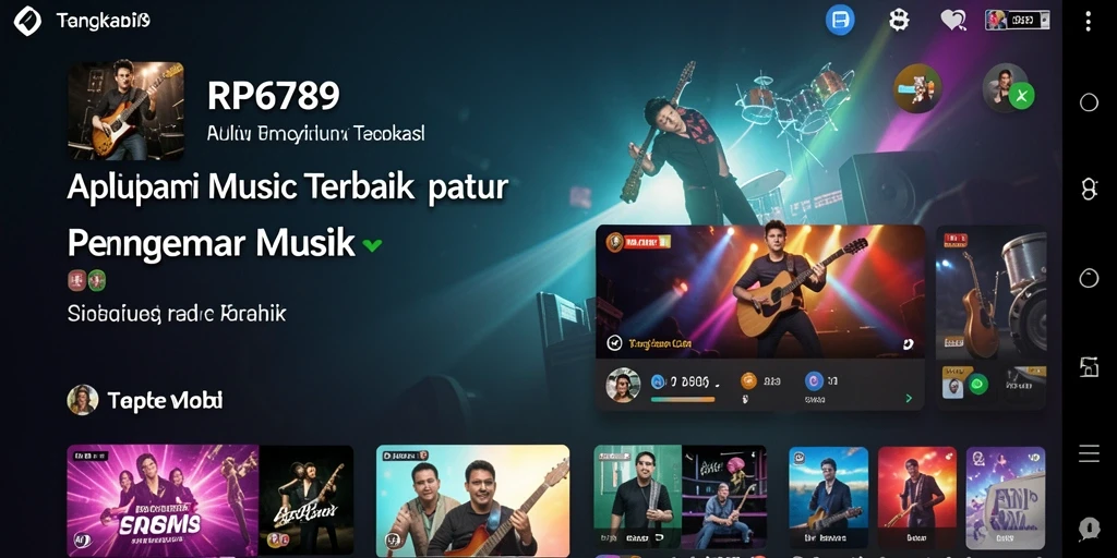 Screenshot gameplay RP6789 menampilkan navigasi aplikasi musik yang mudah.