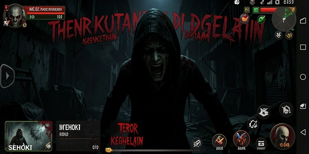 Tampilan gameplay SEHOKI menampilkan kegelapan dan teror yang mendebarkan.
