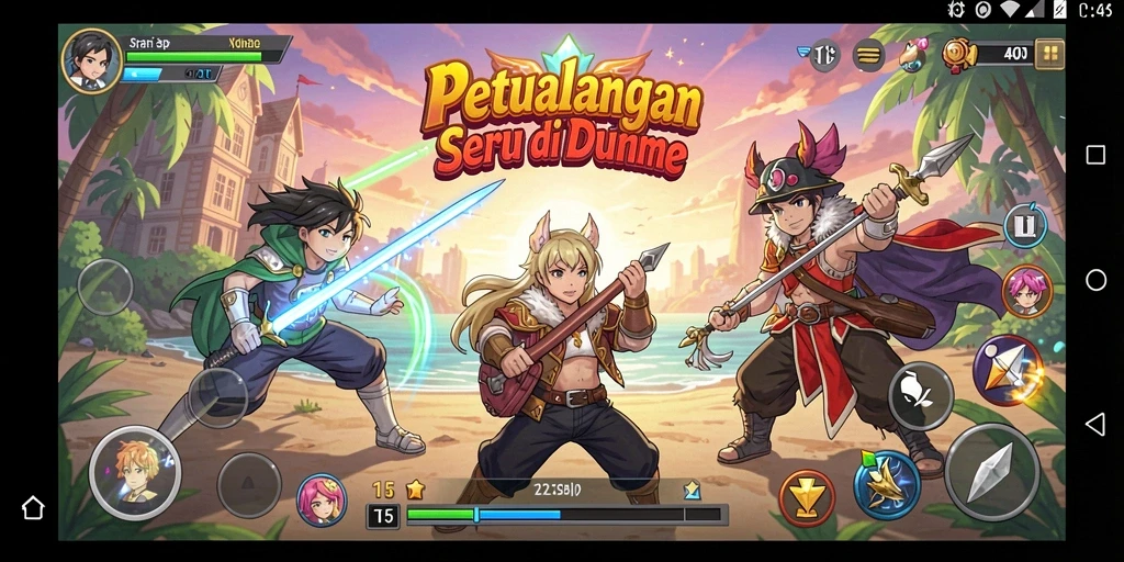 Gameplay menakjubkan dengan karakter anime yang menarik.