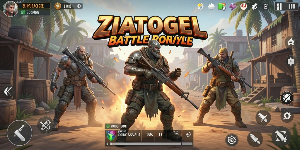 Screenshot ZIATOGEL memperlihatkan aksi seru dalam Battle Royale.